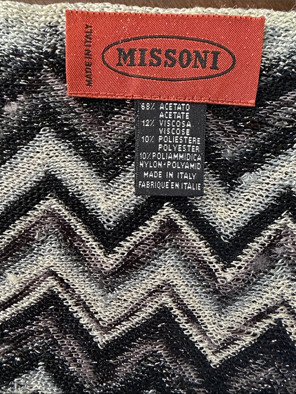 Missoni Zigzag Sckarf Knit in Black, Gray & Silver
